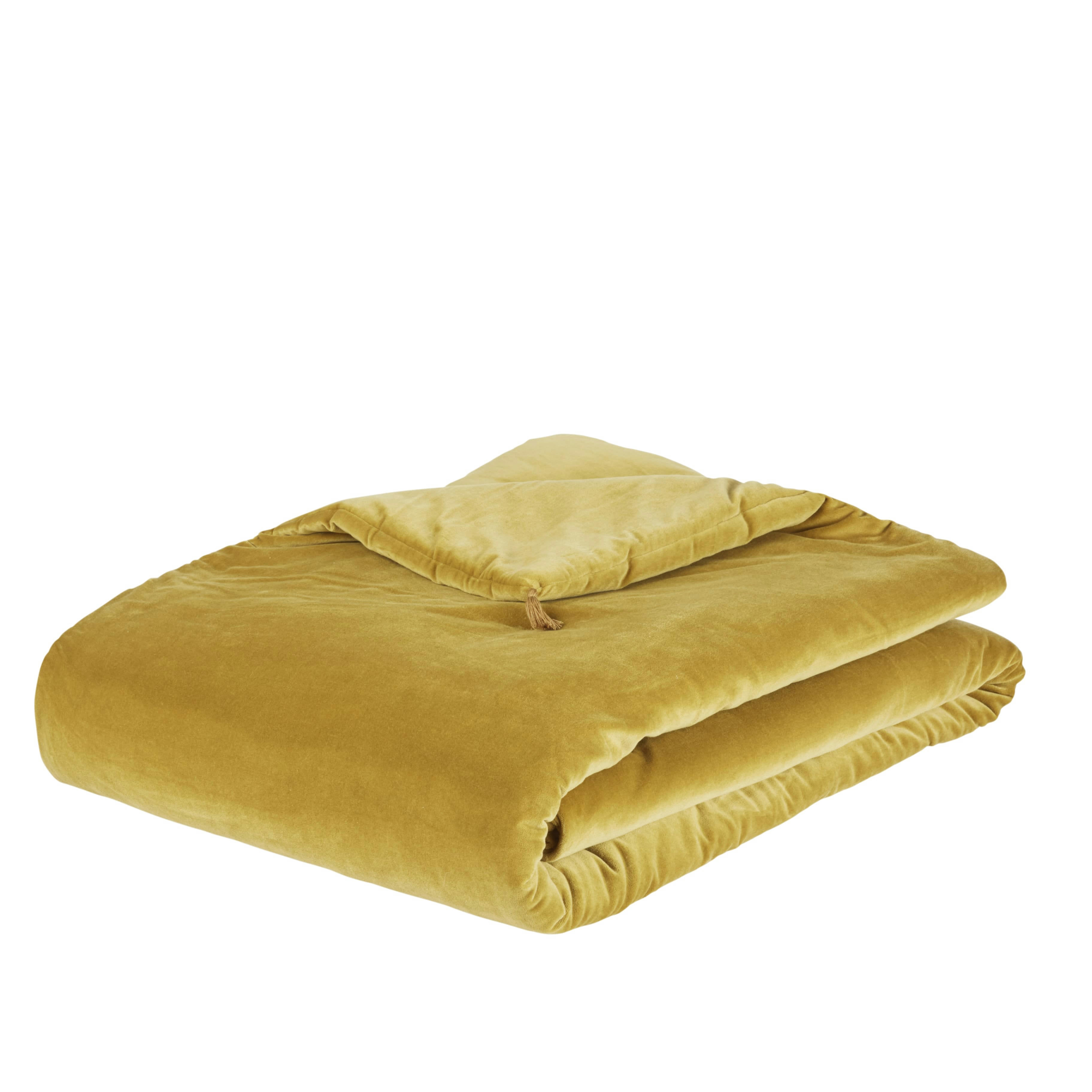 - Boutis en velours de coton bronze à pompons 100x200