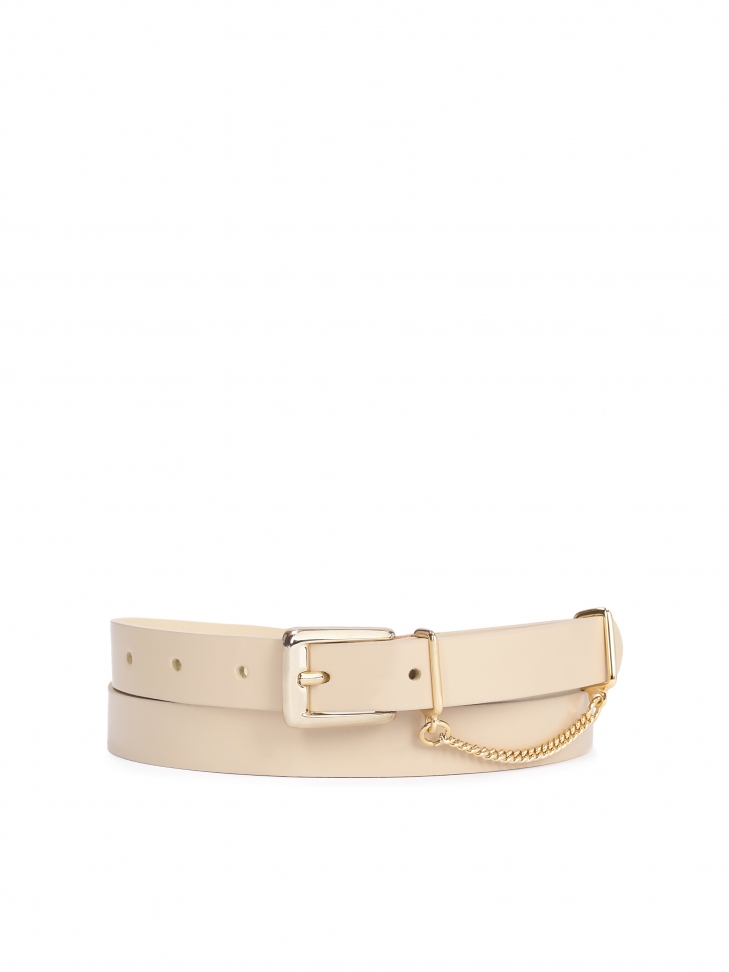 Ladies’ beige belt with a chain