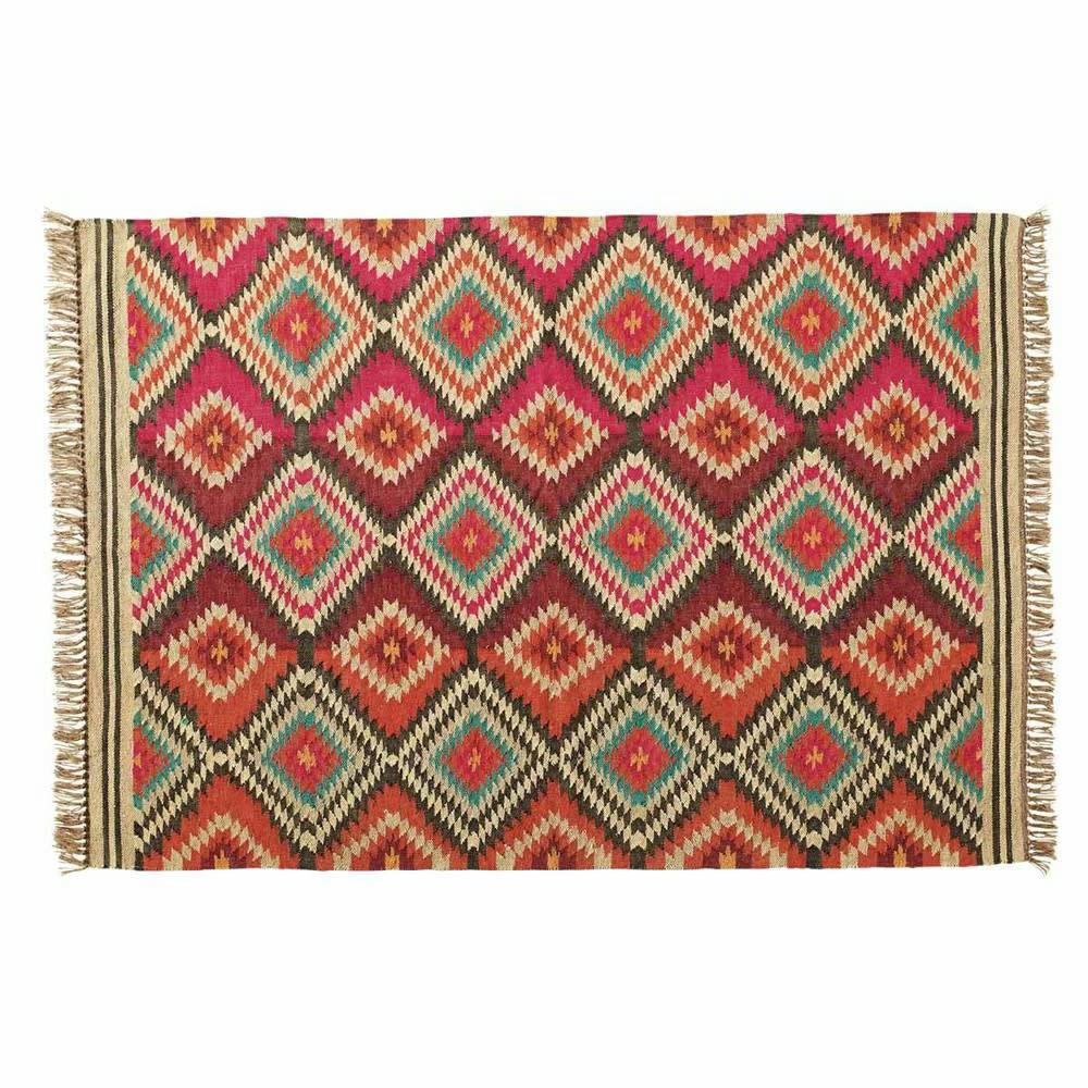 Acapulco - Tapis tissé style kilim en laine et jute multicolores  160 x 230 cm