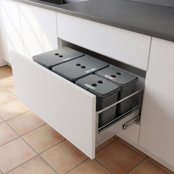 Zestaw koszy do segregacji FLEXI do szuflady BLUM 80–90 cm 2x16L 2x8L