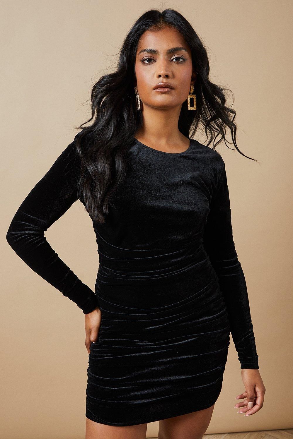 Oasis Occasion Velvet Ruched Mini Dress