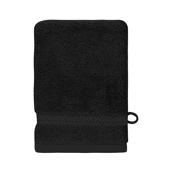 Lot de 3 gants de toilette 550 g/m² Noir 16x22 cm LUXURY