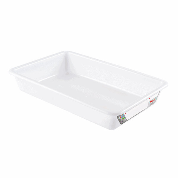 Bac alimentaire plat avec étiquette HACCP 3 litres - Blanc