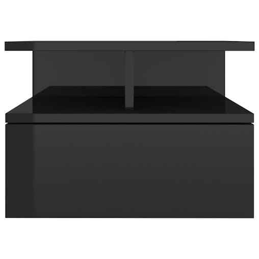 NNEVL Floating Nightstand High Gloss Black 40x31x27 cm Chipboard