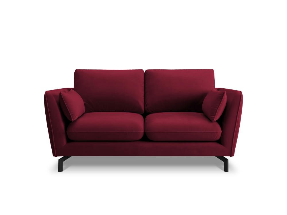 PODIUM - Canapé 2 places en velours rouge foncé