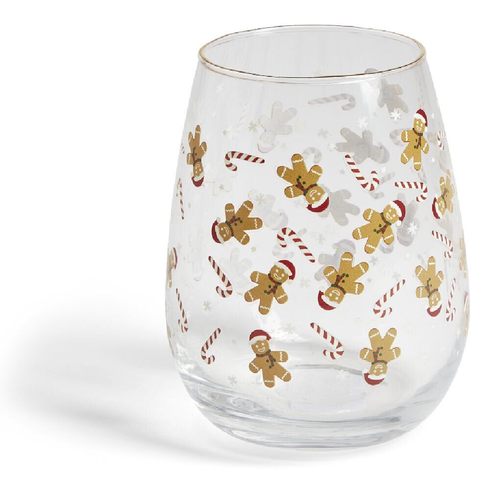 Verre transparent motif No&euml;l doré 46cl (2 modèles)