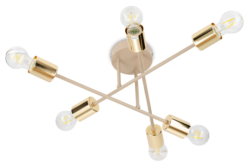 Lampa Sufitowa Robi Beżowo-złota 6xE27 50 cm Nowoczesny Salon Taupe