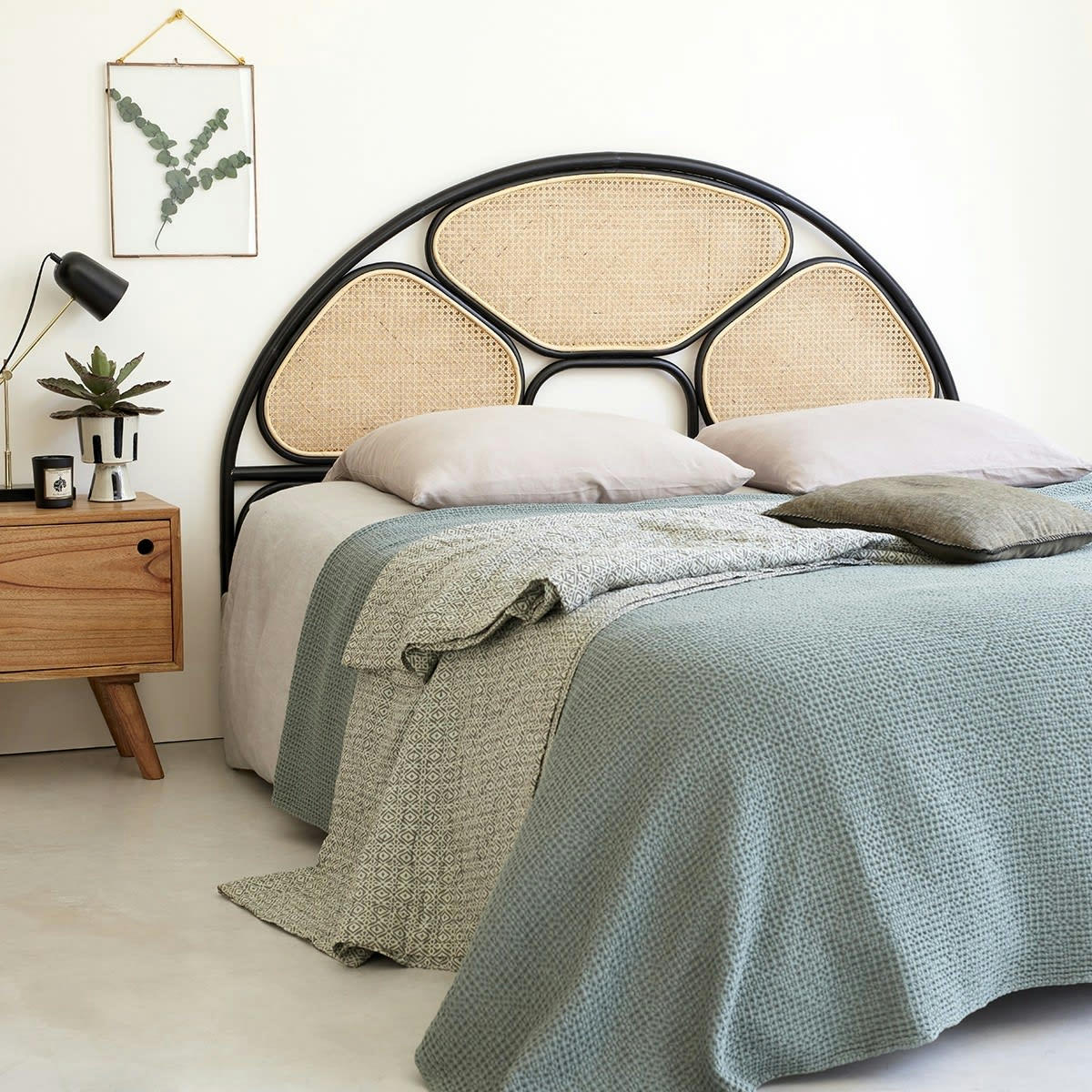 AVA - Tête de lit en cannage et rotin noir 160 cm