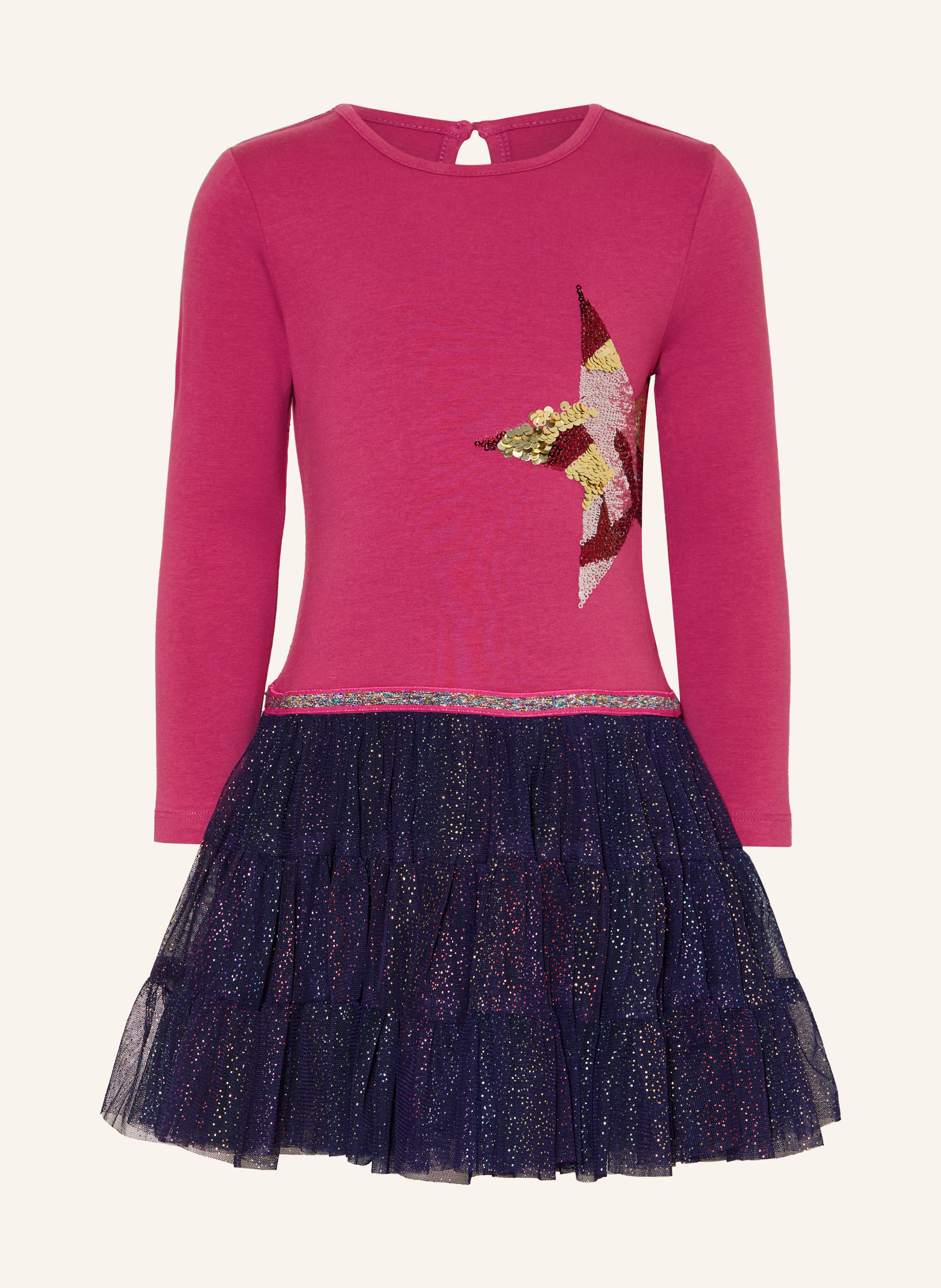 DANAMADE Kleid im Materialmix mit Pailletten und Rüschen