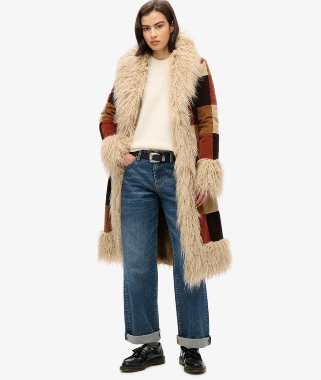 Patchwork Long Afghan Coat