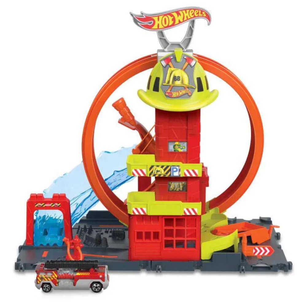 Hot Wheels City Super Loop Fire Station Vehicle
