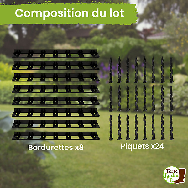 Bordure de jardin flexible 4 m plastique recyclé modulable droite ou arrondie