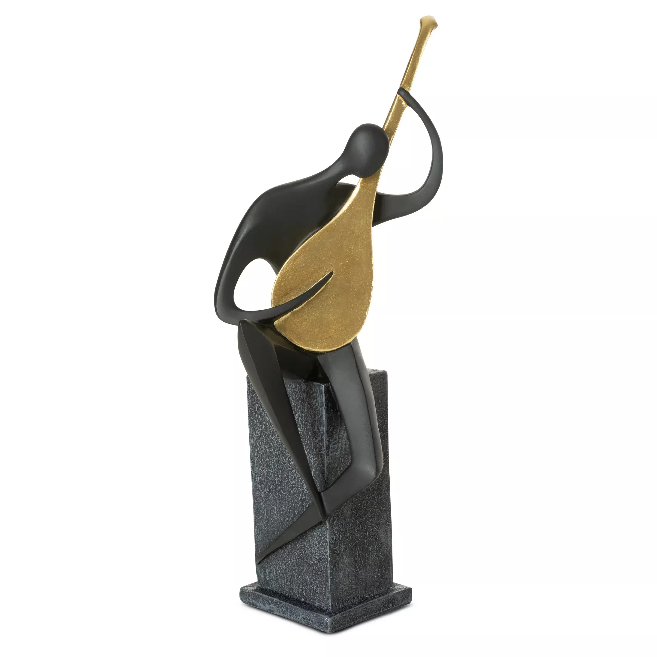 Figurka ceramiczna czarno-złotaw kształcie postaci trzymającej gitara 13x11x32 cm RICO