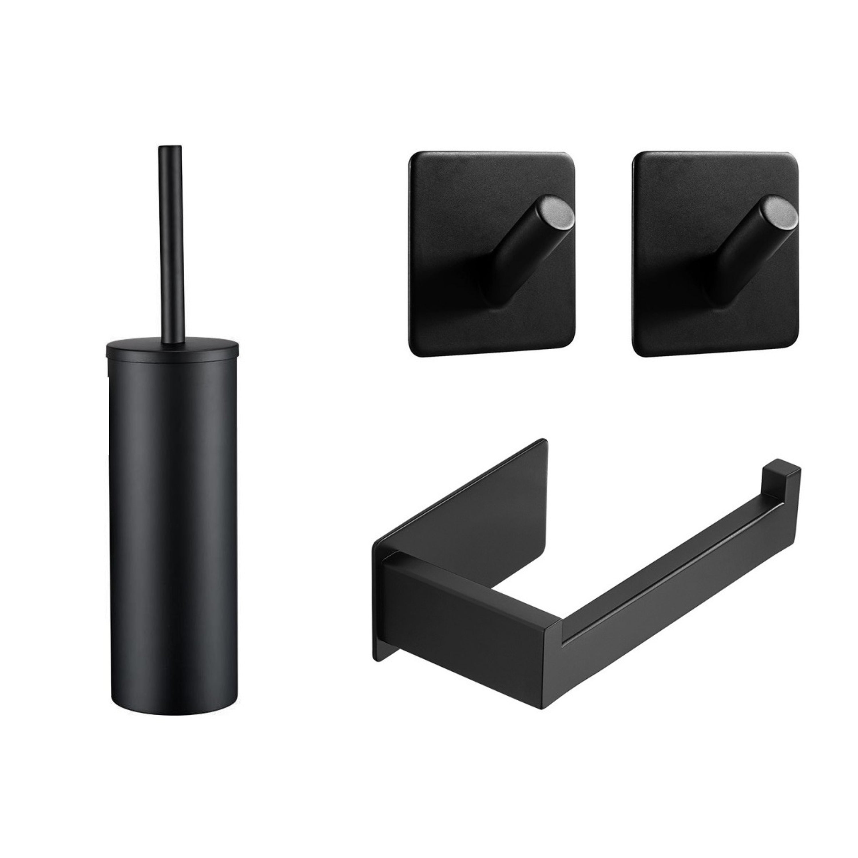 XIVADA Toiletset Zwart - Wc borstel - Wc rolhouder - Handdoekhaakjes
