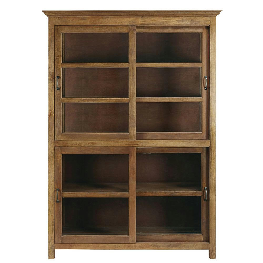 Baryton - Vitrine 4 portes en manguier massif et verre