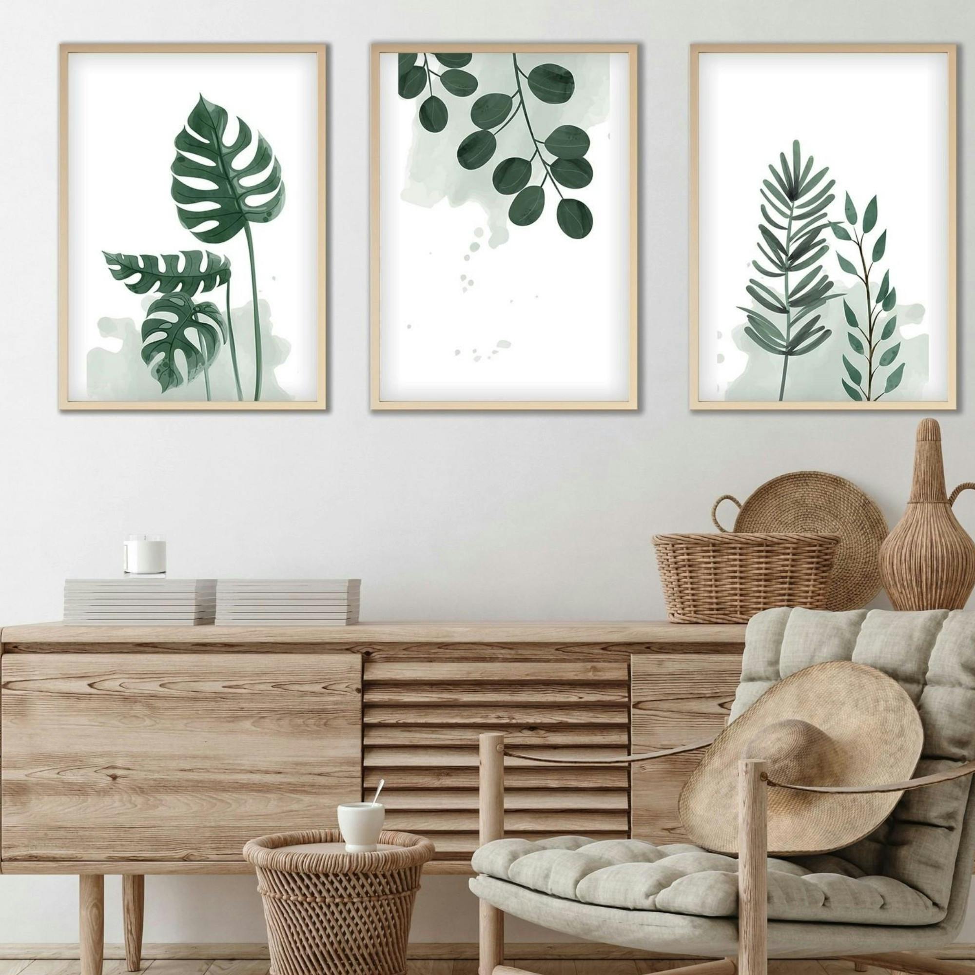 Tableau végétal minimaliste – détail feuillage ( lot de 3)