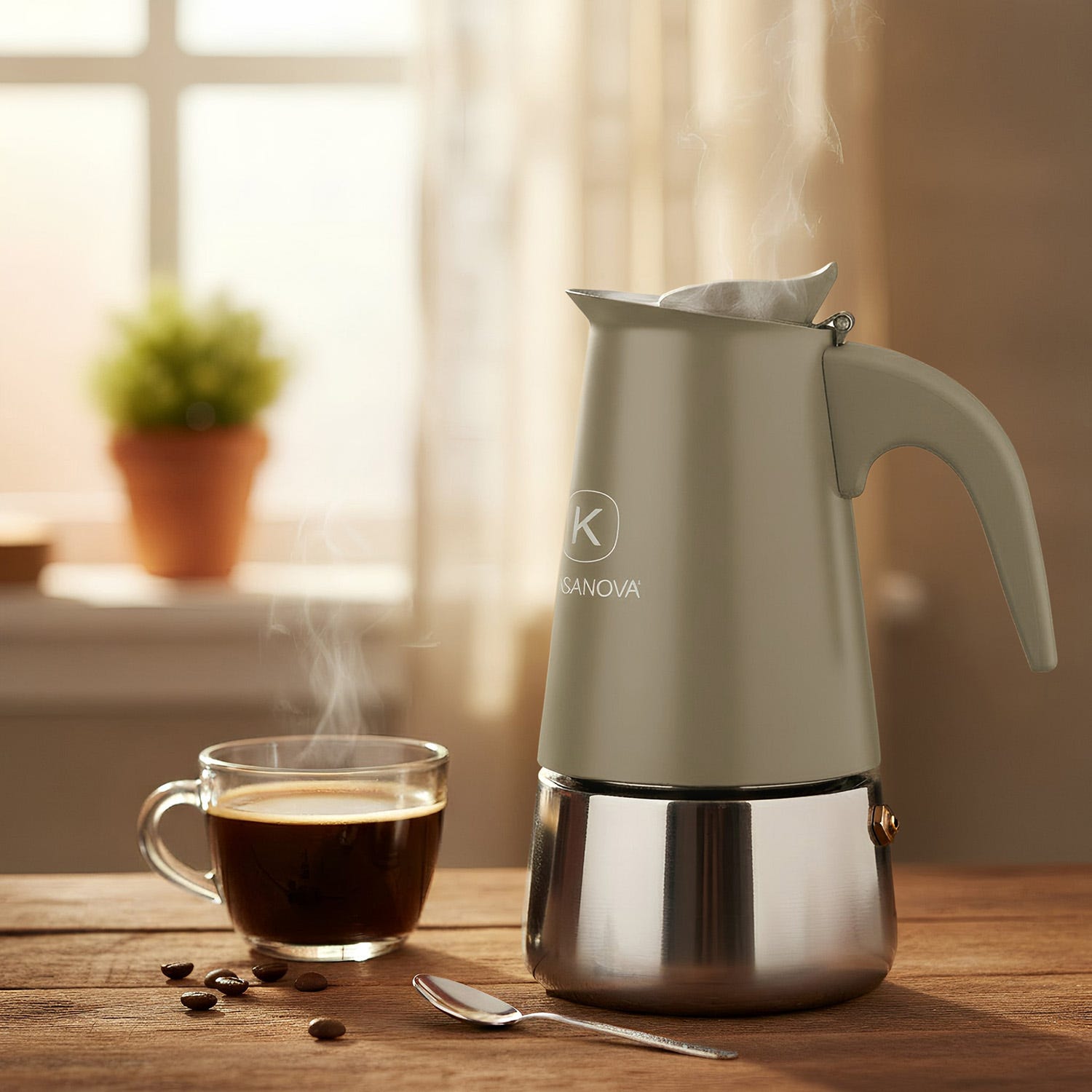 Caffettiera induzione 4 tazze taupe