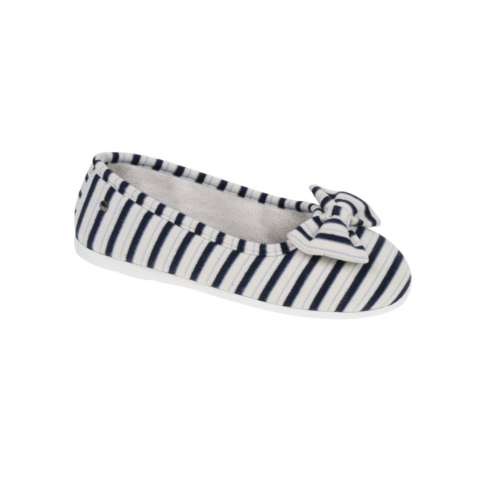Ballerines ergonomiques en velours rayé, large nœud