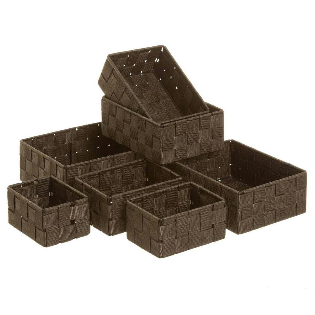 - Set de 7 panières déco marron