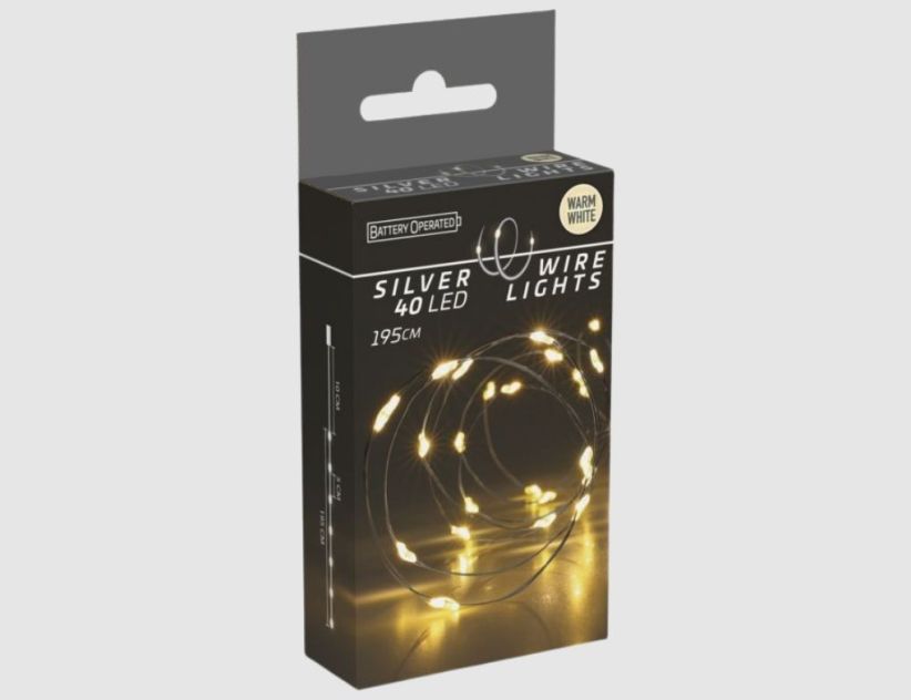 LED-Drahtlichterkette 40 LEDs warmweiß 1,95m