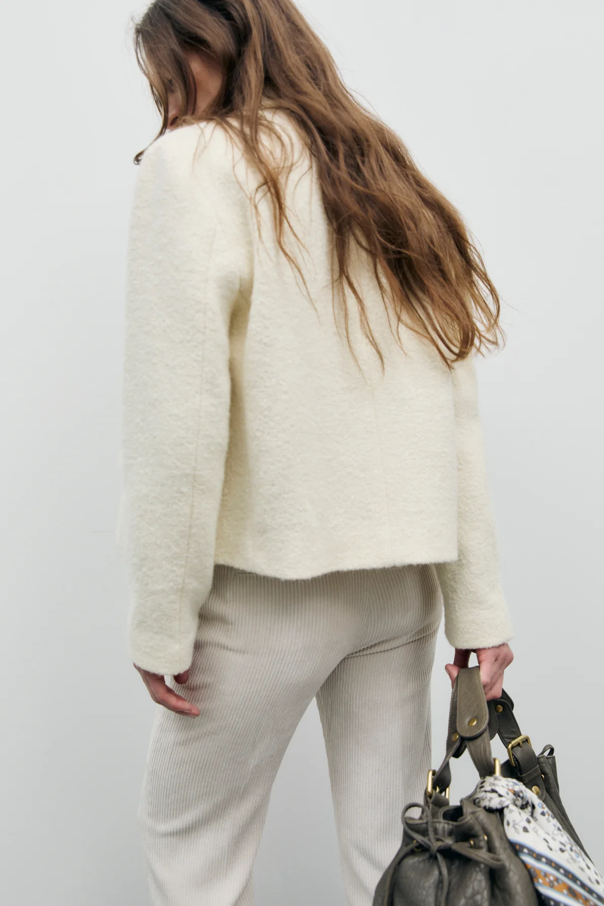 Veste en tweed uni à col - JUDIT