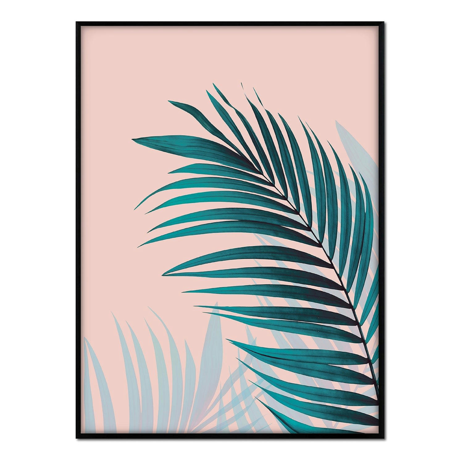 PALMERAS - Affiche cadre noir - Palmier fond rose - 50x70