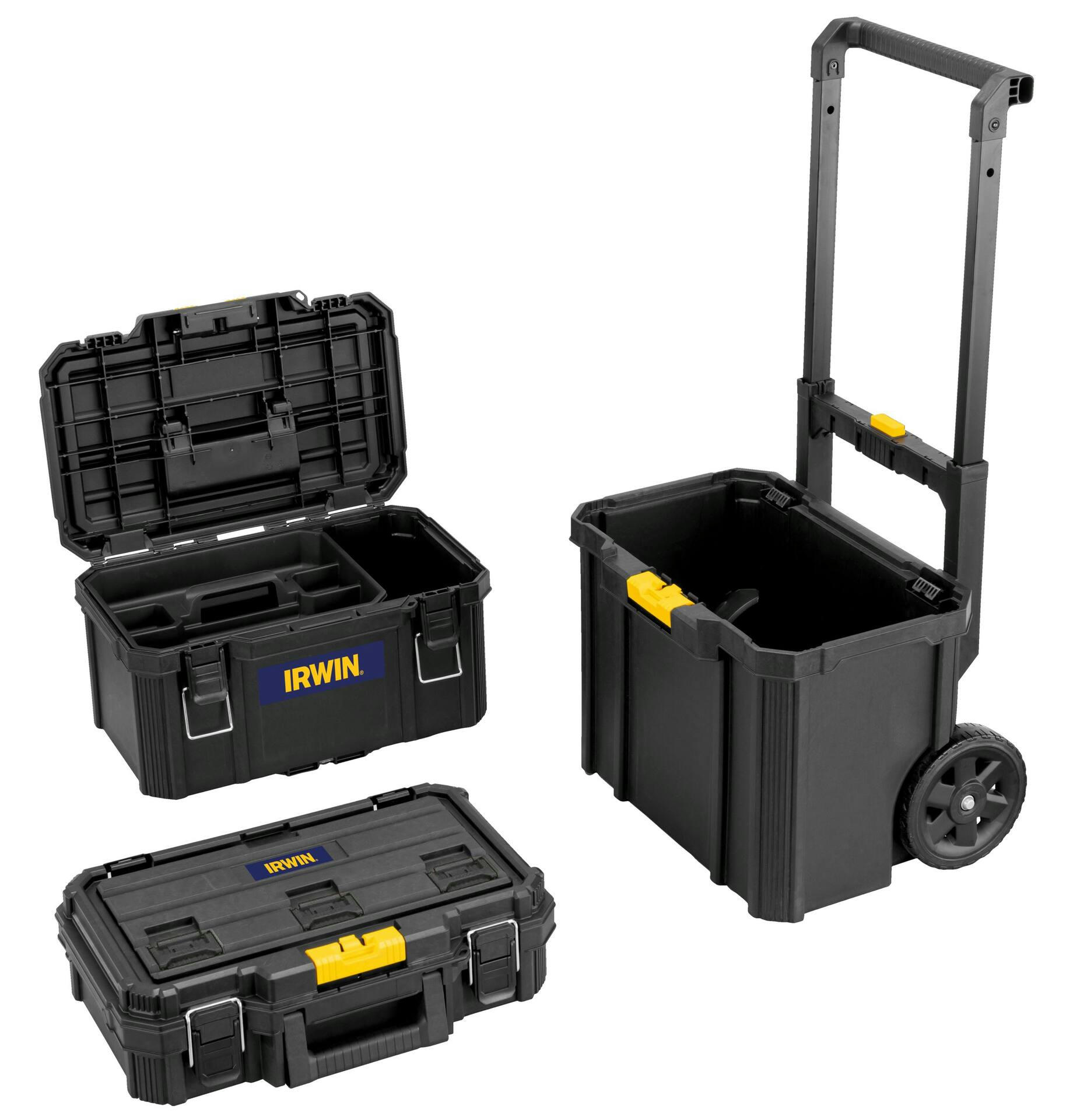Irwin 3-Piece Modular Rolling Toolbox Storage System, 99-Ibs Capacity, Black