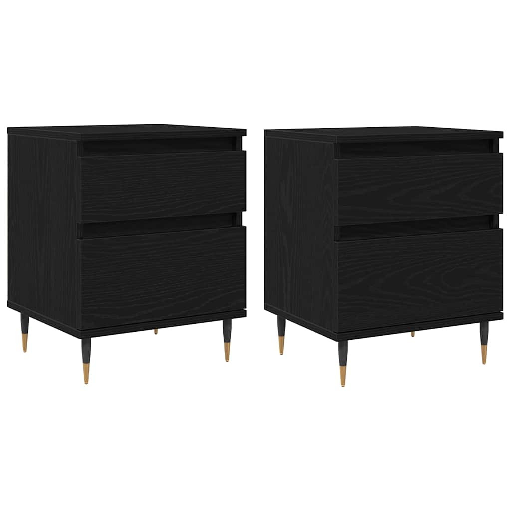 2x Szafka Nocna Czarna Komoda Stolik Półka Nocna Do Sypialni 40 x 35 x 50