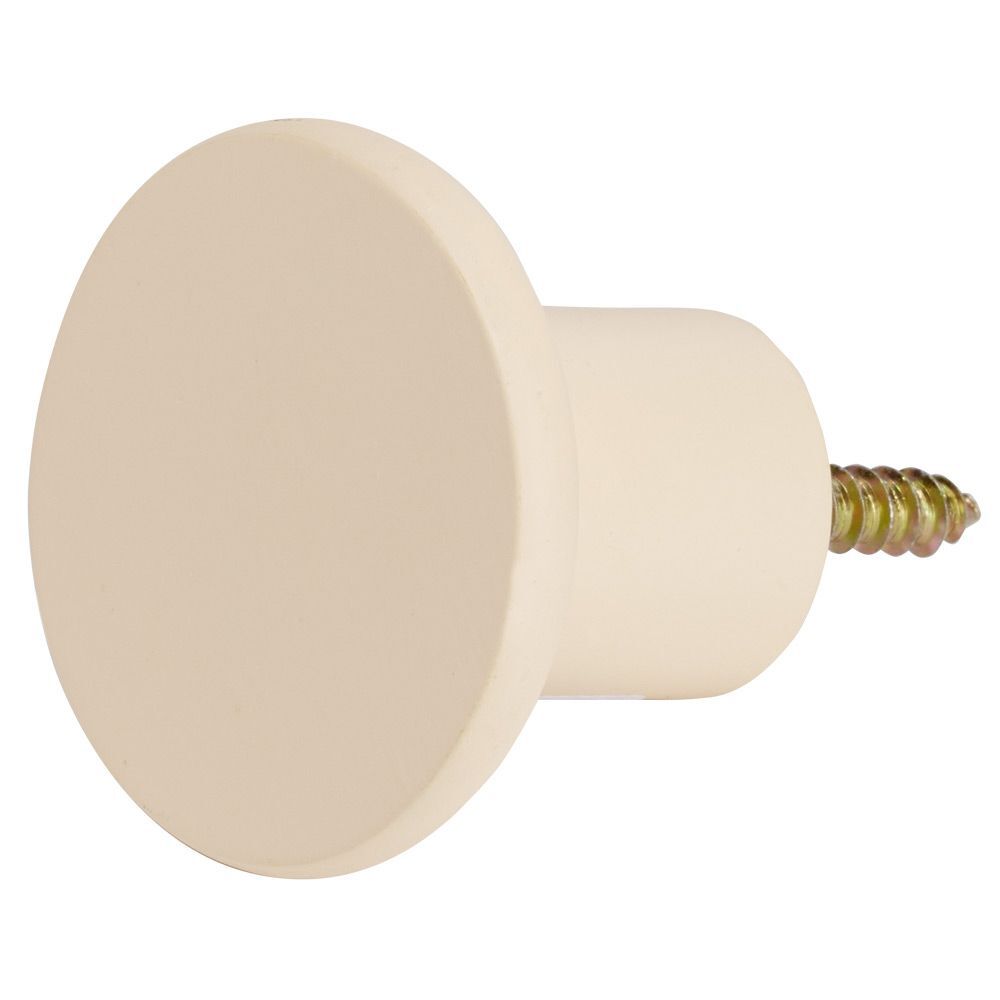Patère murale ronde blanc crème polyrésine Ø5cm