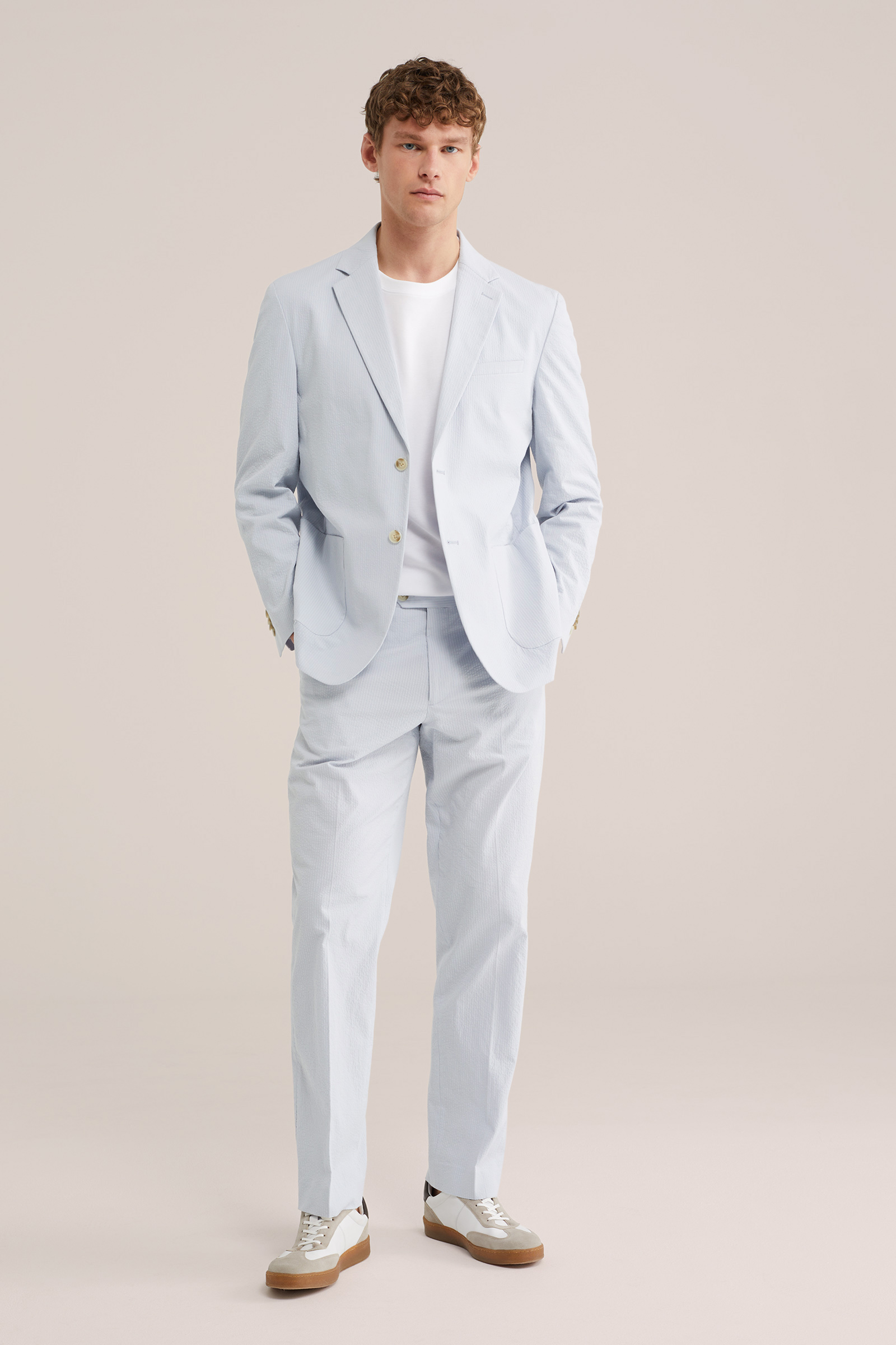 Heren regular fit seersucker blazer