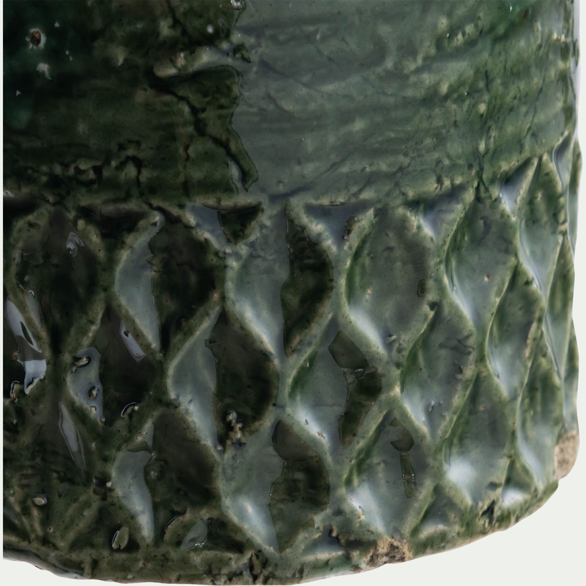MALANS - Vase texturé en grès D13,5xH16cm - vert