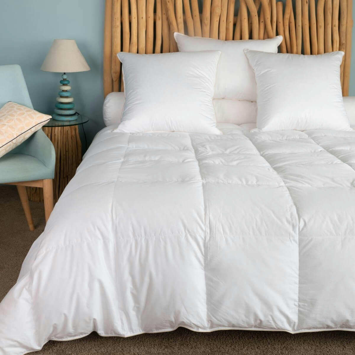 ÉTÉ - Couette naturelle légère en duvet et coton bio king size 280x240 cm