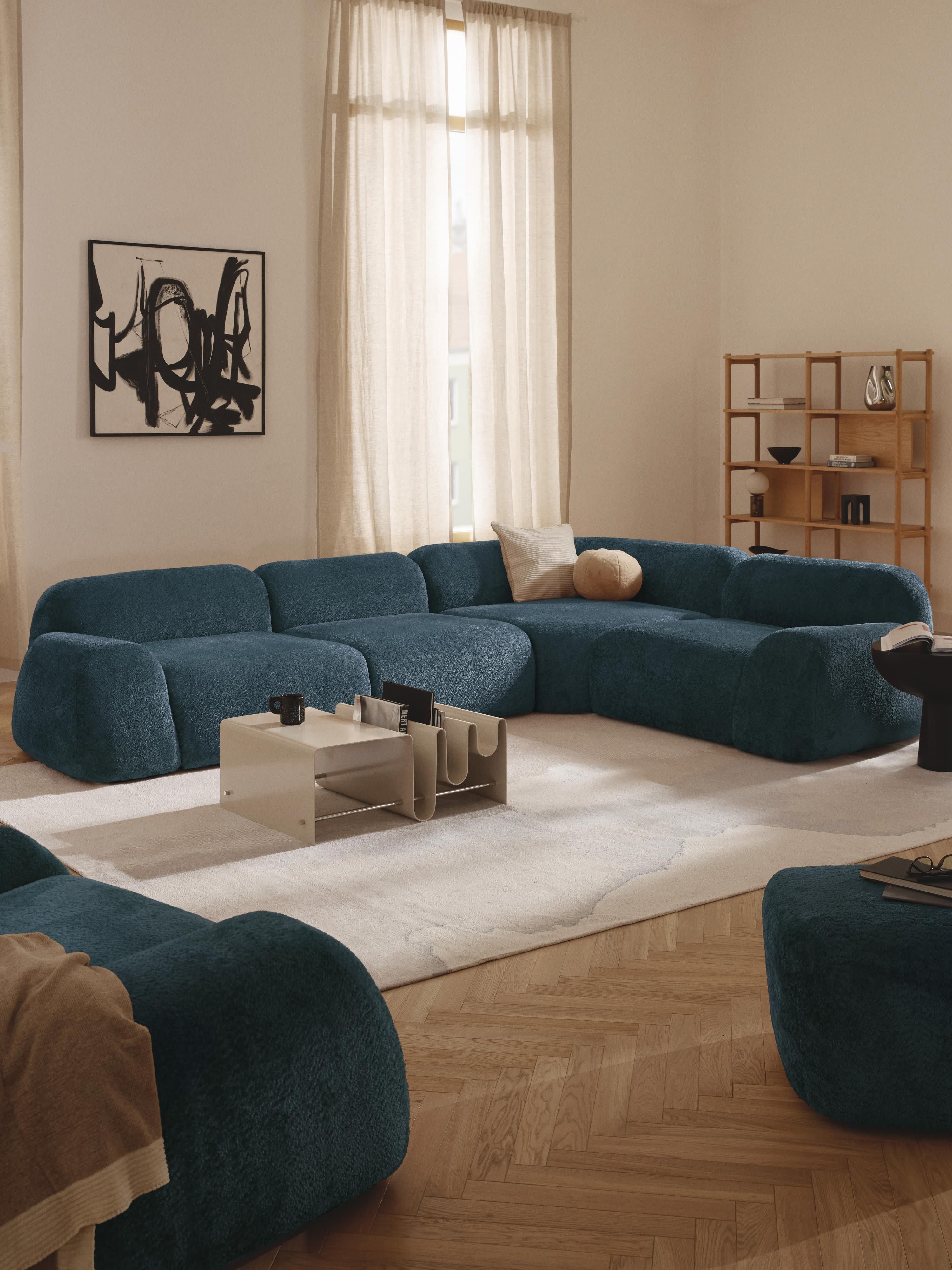 Modulares Teddy-Bouclé-Ecksofa Wolke (4-Sitzer)