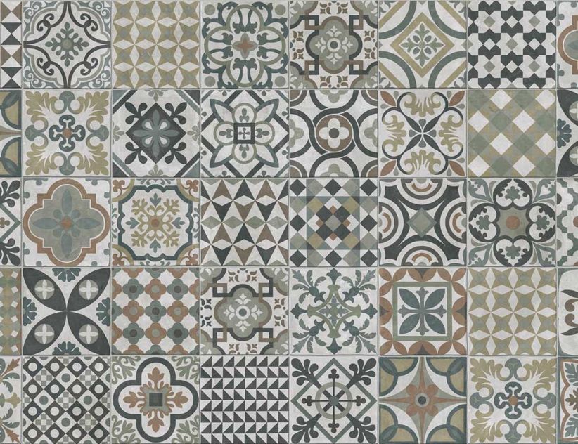 PVC Calypso Tile Oliv, Beige 2m