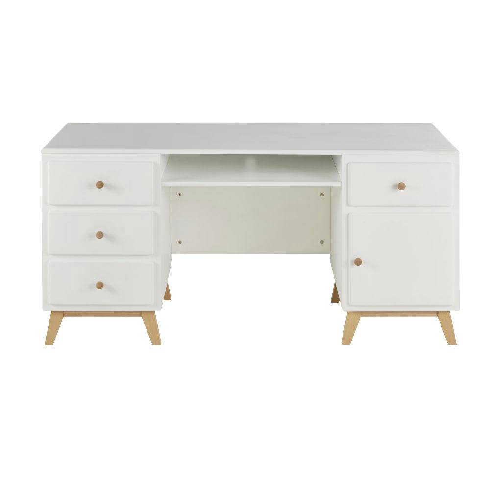 Sweet - Bureau 4 tiroirs 1 porte 1 niche blanc