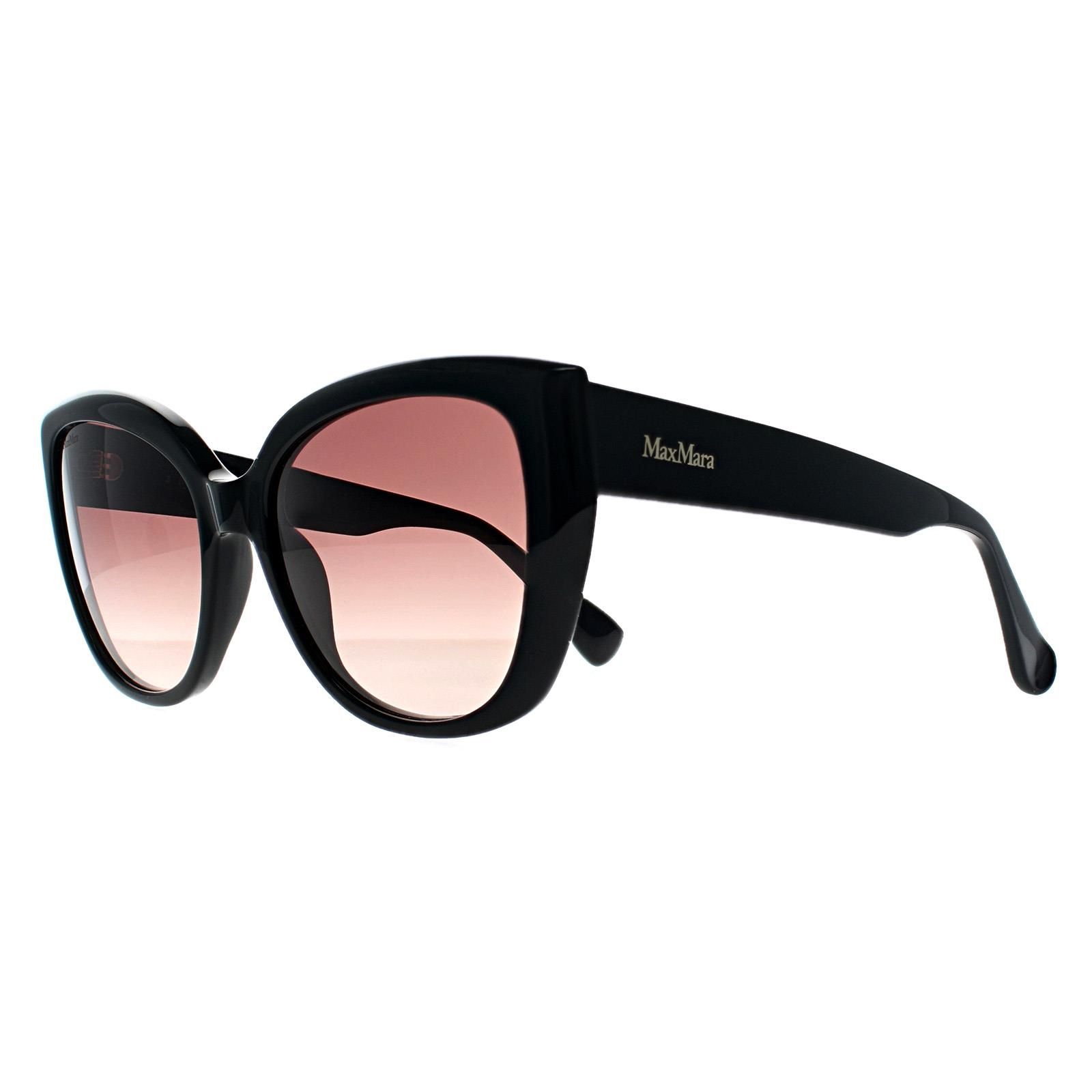 Max Mara Cat Eye Shiny Black Smoke Grey Gradient MM0040 Logo 11