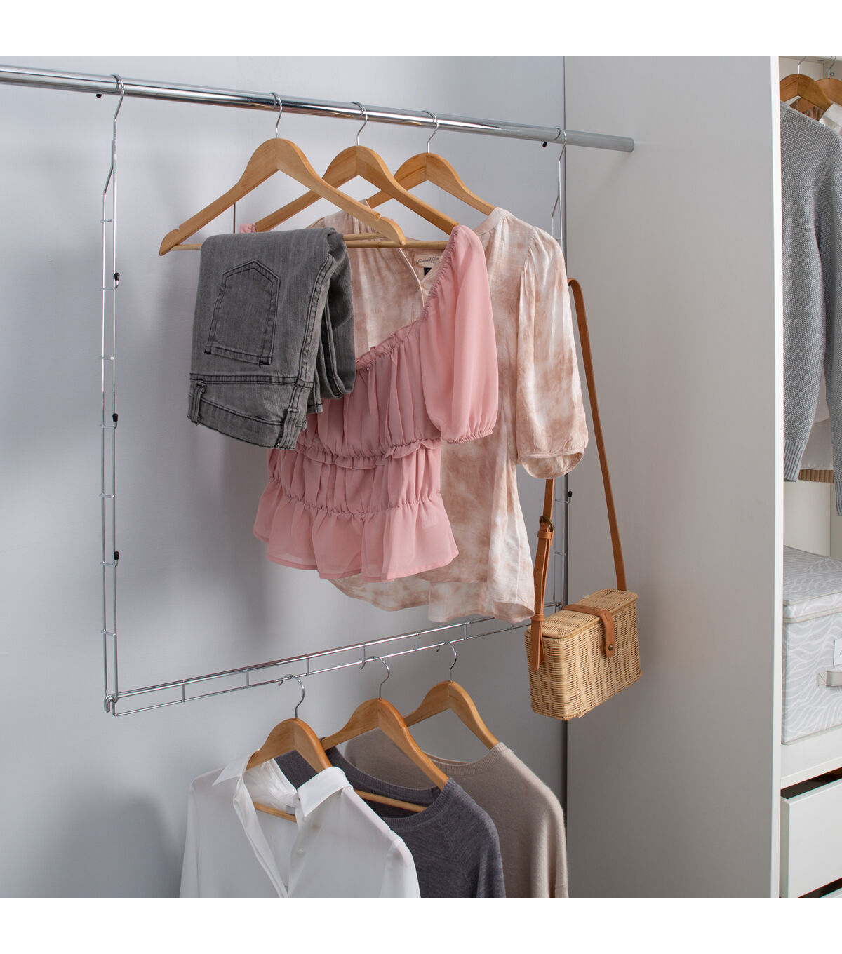 Organize It All 30 x 33 Silver 2 Tier Adjustable Closet Rod