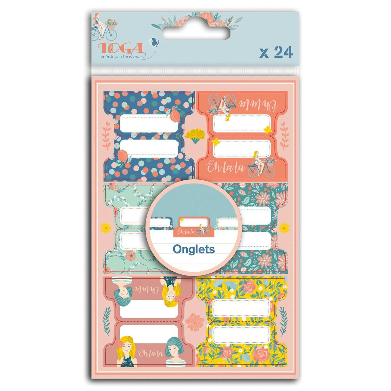 - Lot de 24 stickers onglets oh la la