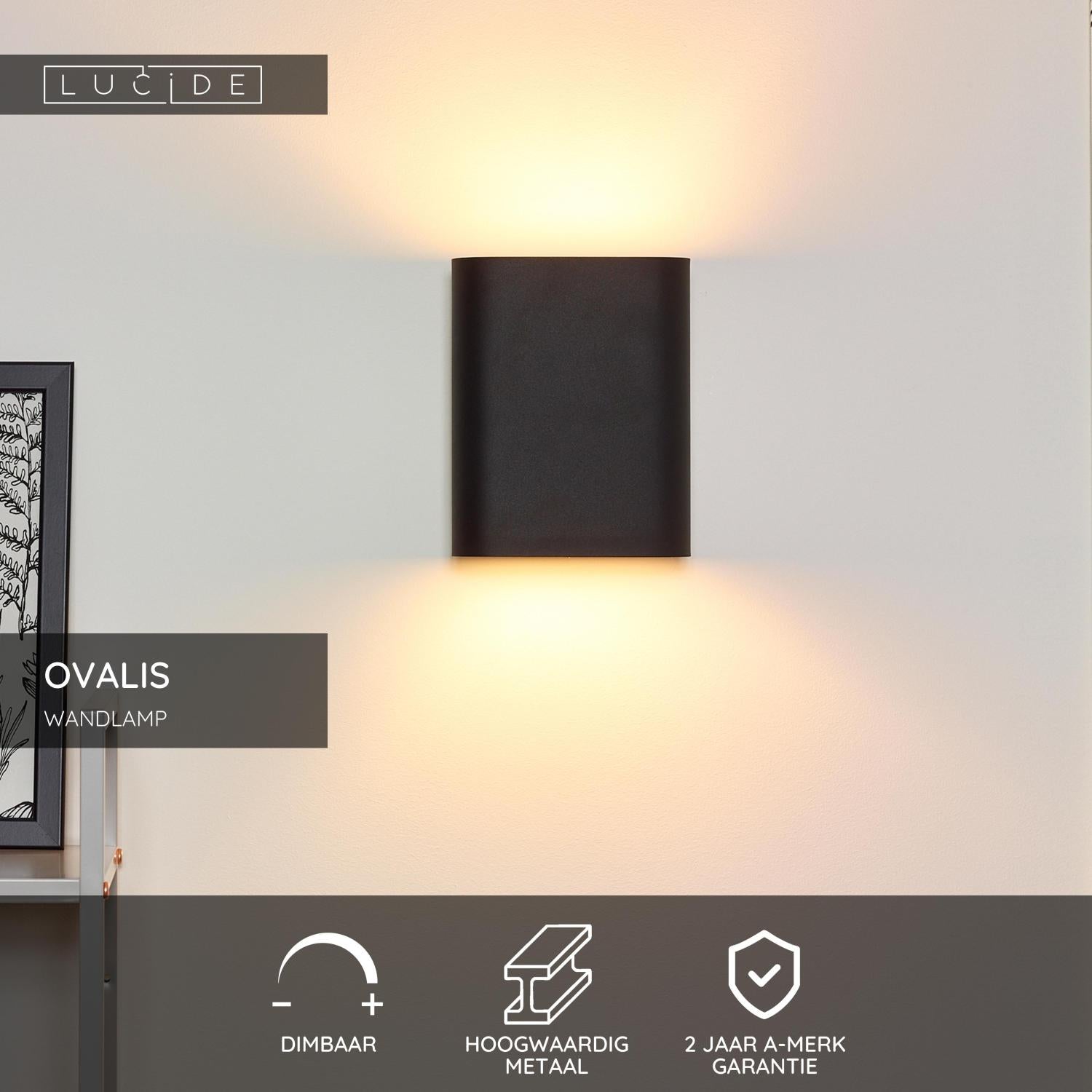 Lucide OVALIS Wandlamp - Zwart