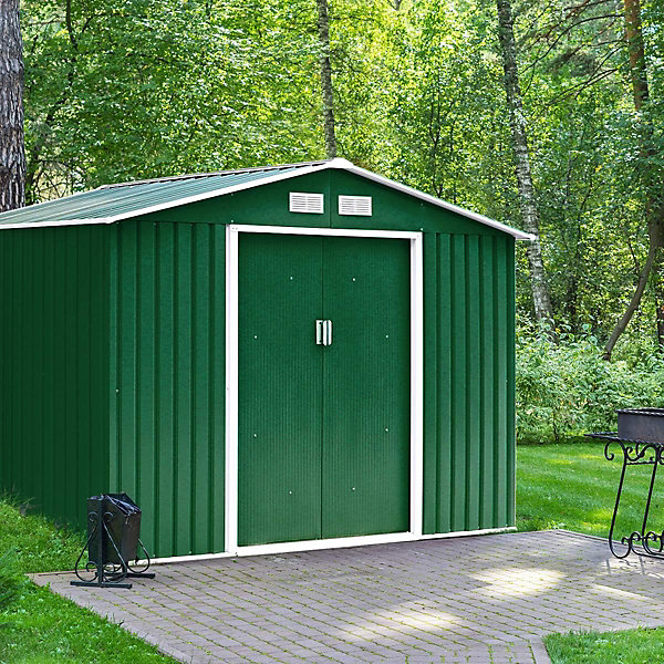 Abri de Jardin en Métal avecPortes Coulissantes, 213 x 127 x 185 cm, 2.7m² Vert