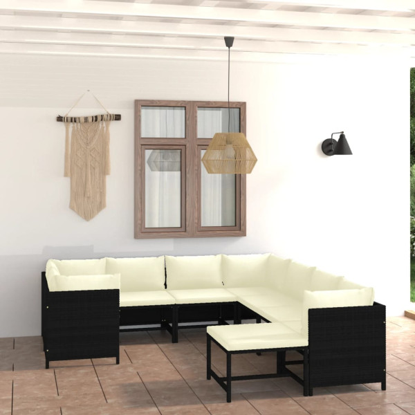 Zestaw wypoczynkowy do ogrodu Czarny Technorattan 4x sofa narożna   4x