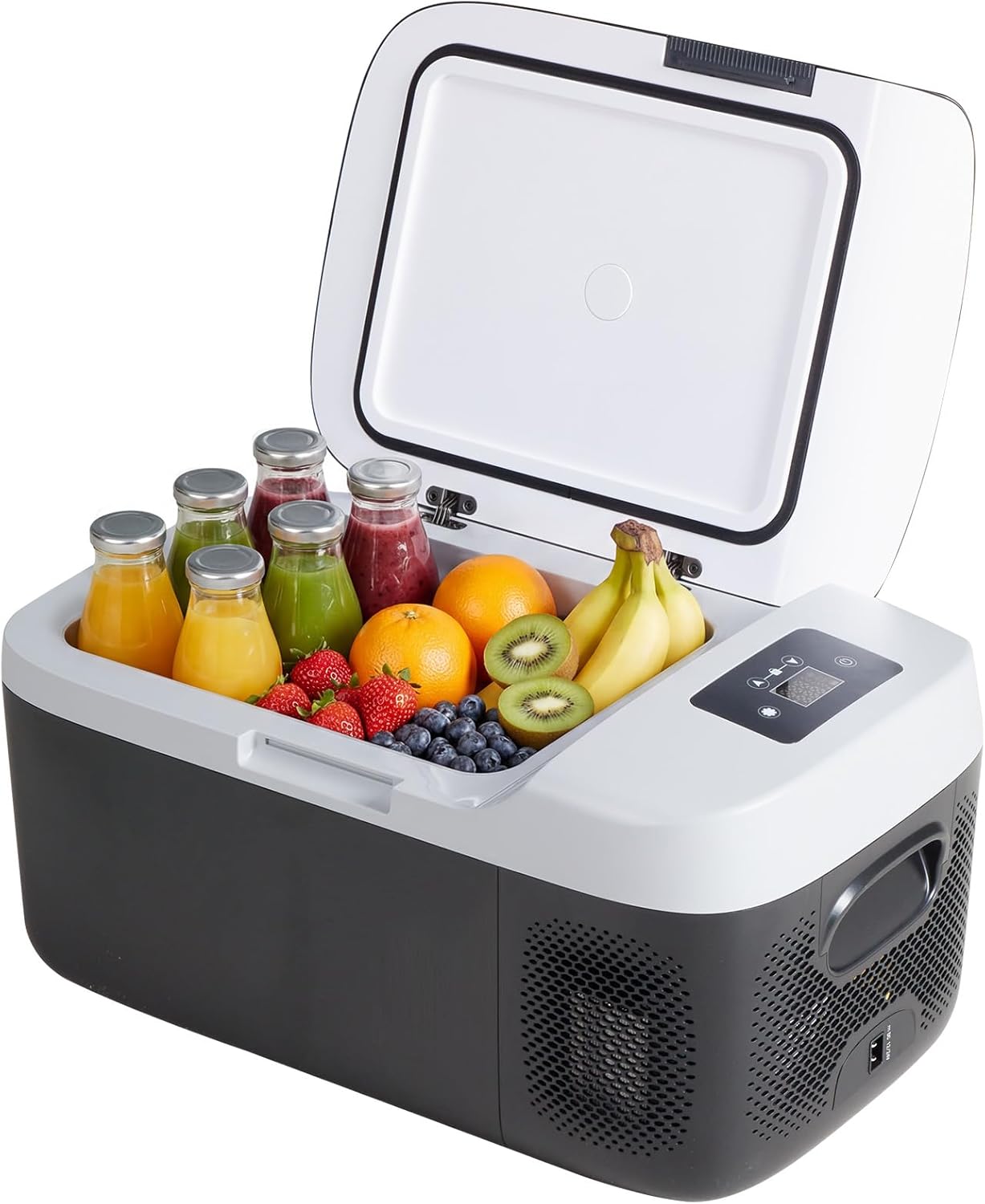 NEWBULIG 12 Volt Car Refrigerator, 17QT Single-Zone Electric Cooler for Vehicles, 12/24V DC & 100-240V AC, -4℉-68℉ Freezer, Bluetooth Control, Battery Protection & Child Lock for Travel, Camping