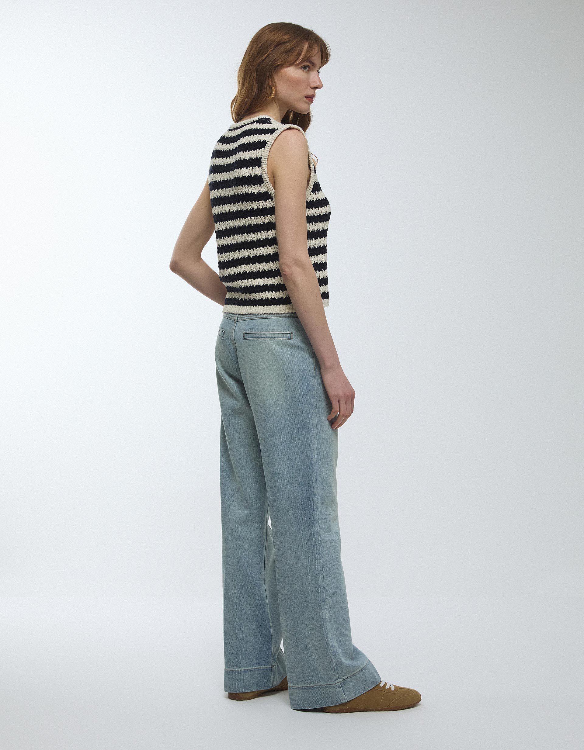 Calças de Ganga Wide Leg, Mulher, Azul Claro