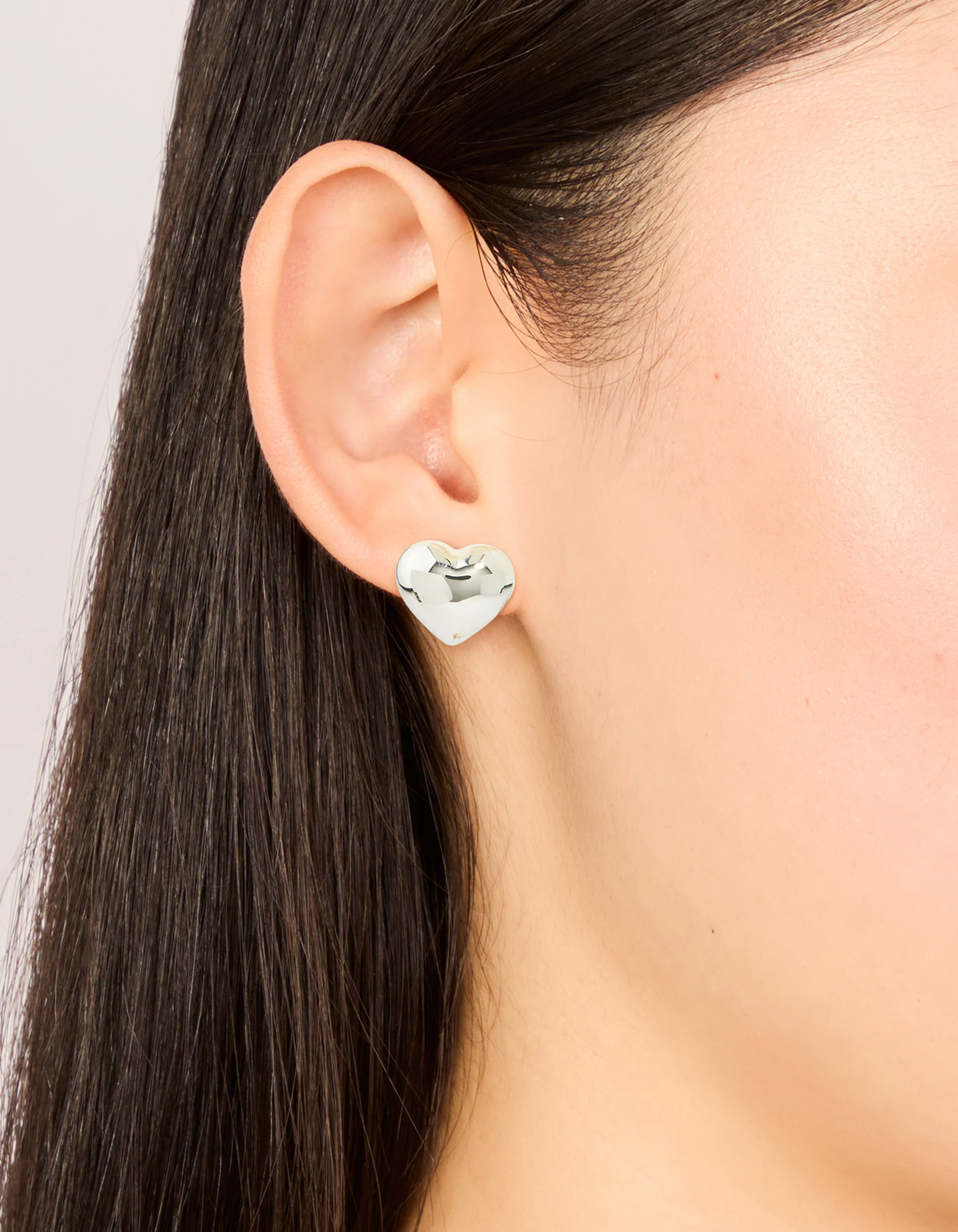 Waterproof Stainless Steel Small Chunky Heart Stud Earrings