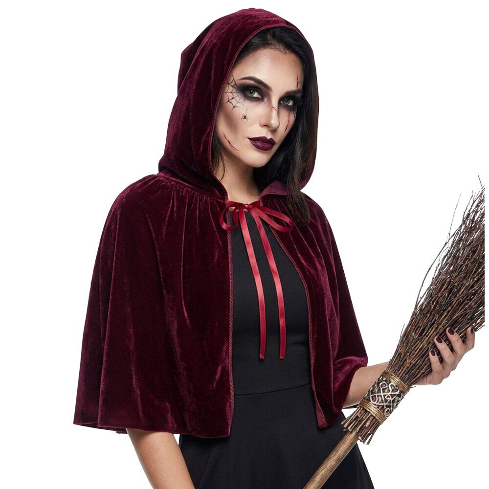 Déguisement femme Halloween cape avec capuche velours taille unique (2 modèles)