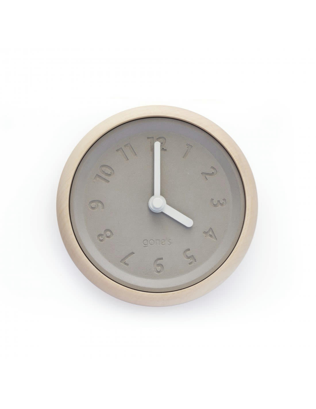 TOUPIE - Horloge murale en bois et béton aiguilles blanches