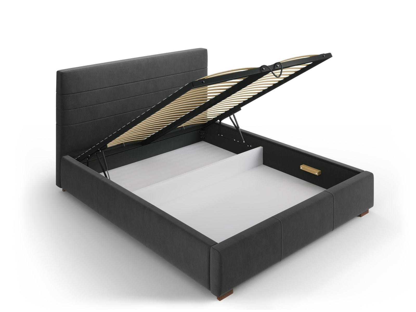 ARANDA - Lit coffre avec tête de lit 180x200 cm en velours gris foncé