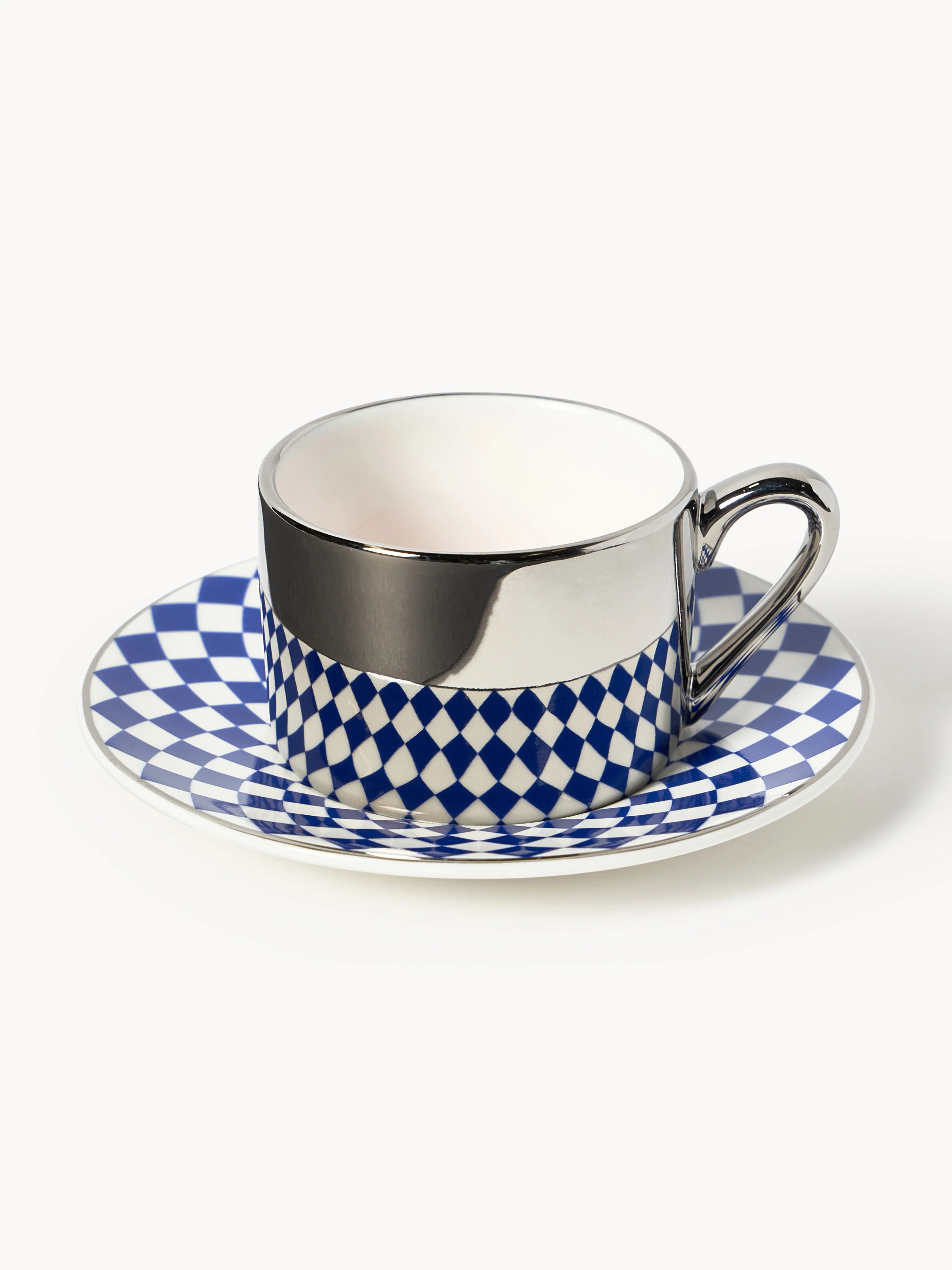 Handgefertigte Espressotassen Aunty mit Untertassen, 4er-Set