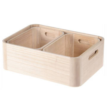 Drewniane pudełka do organizacji, 3 szt.