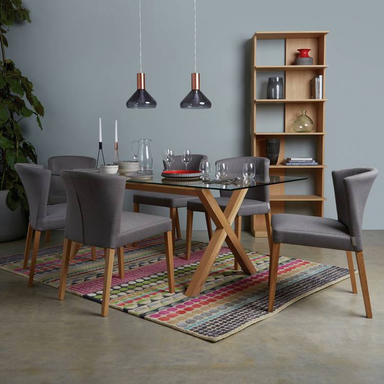 Habitat Bloomsbury Geometric Wool Cut Pile Rug - 140x200cm